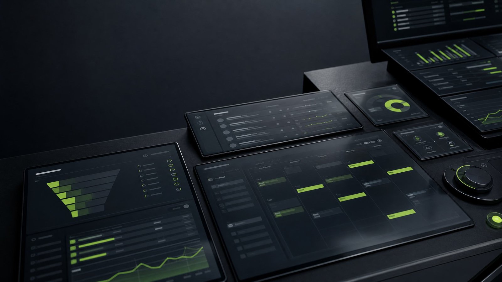 Cena de interface de operação em camadas escuras